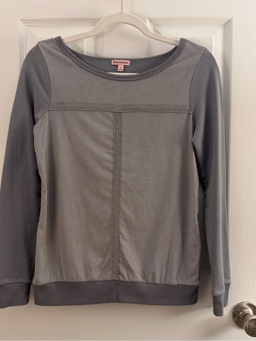 Juicy Couture Gray Y2K Suede Pullover Sweatshirt Top Extra Small